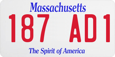 MA license plate 187AD1