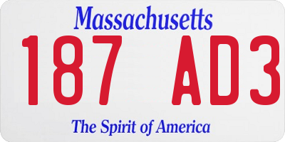 MA license plate 187AD3