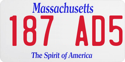 MA license plate 187AD5