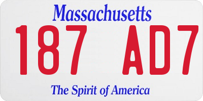 MA license plate 187AD7