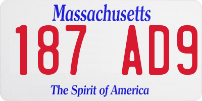 MA license plate 187AD9