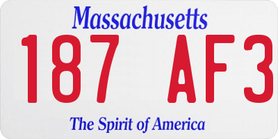 MA license plate 187AF3