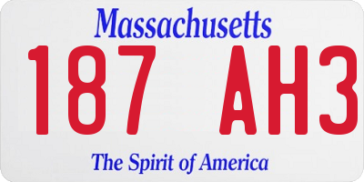 MA license plate 187AH3