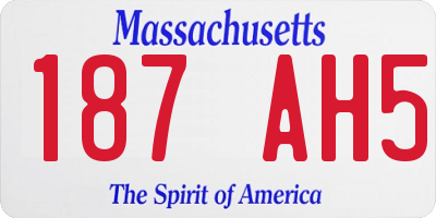 MA license plate 187AH5