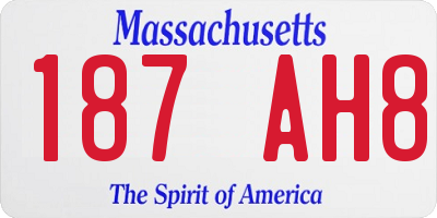 MA license plate 187AH8