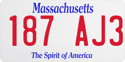 MA license plate 187AJ3