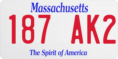 MA license plate 187AK2