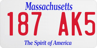 MA license plate 187AK5