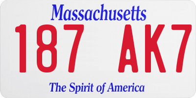 MA license plate 187AK7