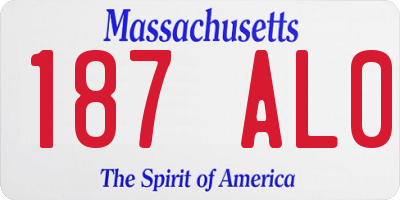 MA license plate 187AL0