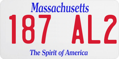 MA license plate 187AL2