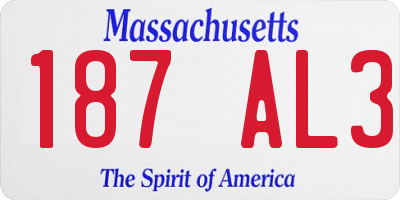 MA license plate 187AL3