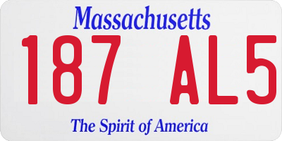 MA license plate 187AL5
