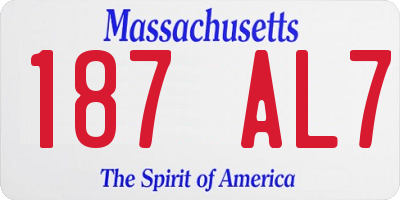 MA license plate 187AL7