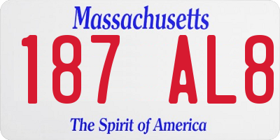 MA license plate 187AL8