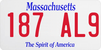 MA license plate 187AL9