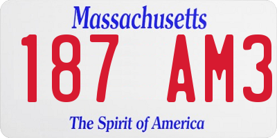 MA license plate 187AM3