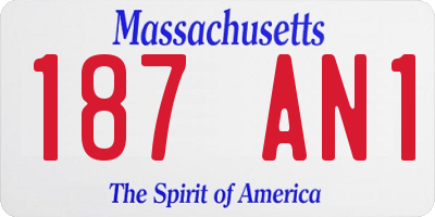 MA license plate 187AN1