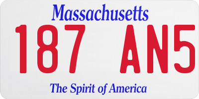 MA license plate 187AN5