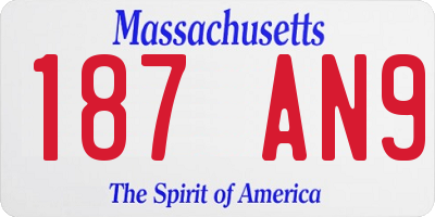 MA license plate 187AN9
