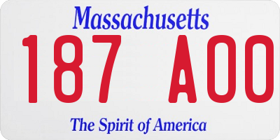 MA license plate 187AO0