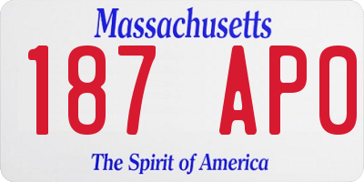 MA license plate 187AP0