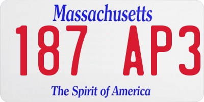 MA license plate 187AP3