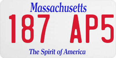 MA license plate 187AP5