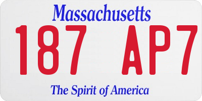 MA license plate 187AP7