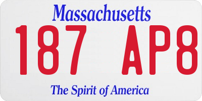 MA license plate 187AP8