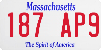 MA license plate 187AP9