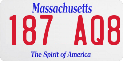 MA license plate 187AQ8
