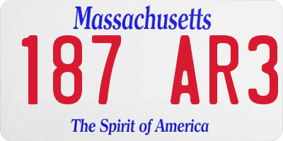 MA license plate 187AR3