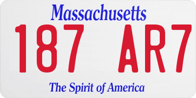 MA license plate 187AR7