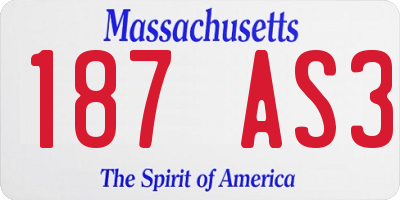 MA license plate 187AS3