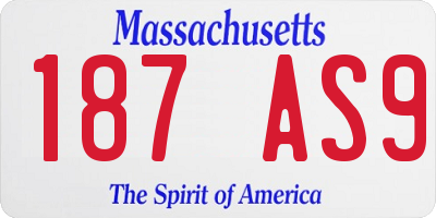 MA license plate 187AS9