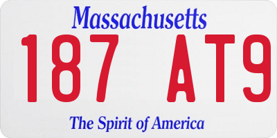 MA license plate 187AT9