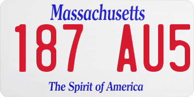 MA license plate 187AU5