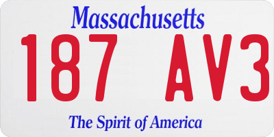 MA license plate 187AV3