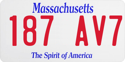 MA license plate 187AV7