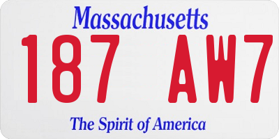 MA license plate 187AW7