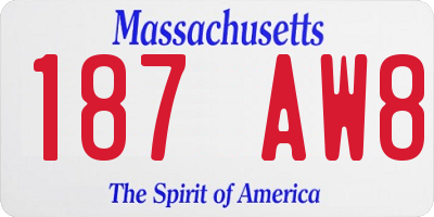 MA license plate 187AW8