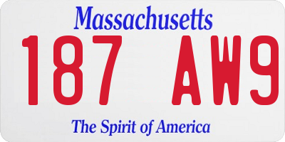 MA license plate 187AW9