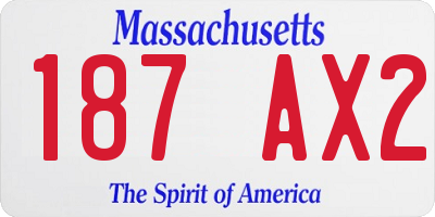MA license plate 187AX2