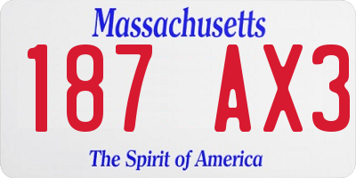 MA license plate 187AX3