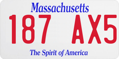 MA license plate 187AX5