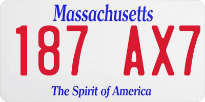 MA license plate 187AX7