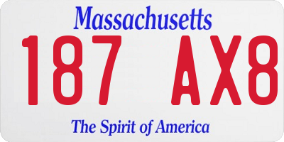 MA license plate 187AX8