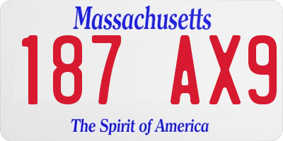 MA license plate 187AX9
