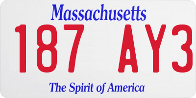 MA license plate 187AY3